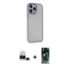 MARSİLYAN™- iPhone 14 Pro Max Kılıf Eksen Doku Prime - Şeffaf 360 Full Body Arka Koruyucu + Bilvis Titan Kamera Lens - SH