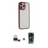 MARSİLYAN™- iPhone 14 Pro Max Kılıf Eksen Doku Prime - Şeffaf 360 Full Body Arka Koruyucu + Bilvis Titan Kamera Lens - SH
