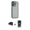 MARSİLYAN™- iPhone 14 Pro Max Kılıf Eksen Doku Prime - Şeffaf 360 Full Body Arka Koruyucu + Gümüş Raze Metal Kamera Lens