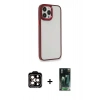 MARSİLYAN™- iPhone 14 Pro Max Kılıf Eksen Doku Prime - Şeffaf 360 Full Body Arka Koruyucu + PVD Metal Kamera Lens - TU