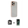 MARSİLYAN™- iPhone 14 Pro Max Kılıf Eksen Doku Prime - Şeffaf 360 Full Body Arka Koruyucu + PVD Metal Kamera Lens - TU