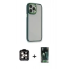MARSİLYAN™- iPhone 14 Pro Max Kılıf Eksen Doku Prime - Şeffaf 360 Full Body Arka Koruyucu + PVD Metal Kamera Lens - TU