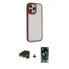 MARSİLYAN™- iPhone 14 Pro Max Kılıf Eksen Doku Prime - Şeffaf 360 Full Body Arka Koruyucu + Raze Metal Kamera Lens - GD