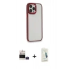 MARSİLYAN™- iPhone 14 Pro Max Kılıf Eksen Doku Prime - Şeffaf Pasifik Cam Ekran Koruyucu + Bilvis Titan Kamera Lens - DNMR