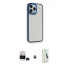 MARSİLYAN™- iPhone 14 Pro Max Kılıf Eksen Doku Prime - Şeffaf Pasifik Cam Ekran Koruyucu + Bilvis Titan Kamera Lens - DNMR