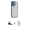 MARSİLYAN™- iPhone 14 Pro Max Kılıf Eksen Doku Prime - Şeffaf Pasifik Cam Ekran Koruyucu + Gold Bilvis Titan Kamera Lens