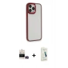 MARSİLYAN™- iPhone 14 Pro Max Kılıf Eksen Doku Prime - Şeffaf Pasifik Cam Ekran Koruyucu + Gold Bilvis Titan Kamera Lens