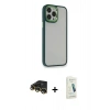 MARSİLYAN™- iPhone 14 Pro Max Kılıf Eksen Doku Prime - Şeffaf Pasifik Cam Ekran Koruyucu + Raze Metal Kamera Lens - GD