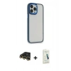 MARSİLYAN™- iPhone 14 Pro Max Kılıf Eksen Doku Prime - Şeffaf Pasifik Cam Ekran Koruyucu + Raze Metal Kamera Lens - GD