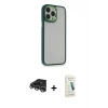 MARSİLYAN™- iPhone 14 Pro Max Kılıf Eksen Doku Prime - Şeffaf Pasifik Cam Ekran Koruyucu + Raze Metal Kamera Lens - GS