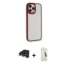 MARSİLYAN™- iPhone 14 Pro Max Kılıf Eksen Doku Prime - Şeffaf Pasifik Cam Ekran Koruyucu + Raze Metal Kamera Lens - GS