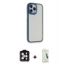 MARSİLYAN™- iPhone 14 Pro Max Kılıf Eksen Doku Prime - Şeffaf Pasifik Cam Ekran Koruyucu + PVD Metal Kamera Lens - TU