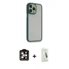 MARSİLYAN™- iPhone 14 Pro Max Kılıf Eksen Doku Prime - Şeffaf Pasifik Cam Ekran Koruyucu + PVD Metal Kamera Lens - TU