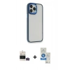 MARSİLYAN™- iPhone 14 Pro Max Kılıf Eksen Doku Prime - Şeffaf Royal Nano Ekran Koruyucu + Bilvis Titan Kamera Lens - GD