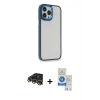 MARSİLYAN™- iPhone 14 Pro Max Kılıf Eksen Doku Prime - Şeffaf Royal Nano Ekran Koruyucu + Gold Raze Metal Kamera Lens