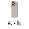 MARSİLYAN™- iPhone 14 Pro Max Kılıf Eksen Doku Prime - Şeffaf Royal Nano Ekran Koruyucu + Gümüş Bilvis Titan Kamera Lens
