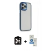 MARSİLYAN™- iPhone 14 Pro Max Kılıf Eksen Doku Prime - Şeffaf Royal Nano Ekran Koruyucu + PVD Metal Kamera Lens - TU