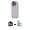 MARSİLYAN™- iPhone 14 Pro Max Kılıf Eksen Doku Prime - Şeffaf Royal Nano Ekran Koruyucu + PVD Metal Kamera Lens - TU