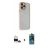 MARSİLYAN™- iPhone 14 Pro Max Kılıf Eksen Doku Prime - Siyah 18D Cam Ekran Koruyucu + Bilvis Titan Kamera Lens - GD