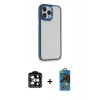 MARSİLYAN™- iPhone 14 Pro Max Kılıf Eksen Doku Prime - Siyah 18D Cam Ekran Koruyucu + PVD Metal Kamera Lens - TU