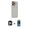 MARSİLYAN™- iPhone 14 Pro Max Kılıf Eksen Doku Prime - Siyah 18D Cam Ekran Koruyucu + PVD Metal Kamera Lens - TU