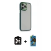 MARSİLYAN™- iPhone 14 Pro Max Kılıf Eksen Doku Prime - Siyah 18D Cam Ekran Koruyucu + PVD Metal Kamera Lens - TU