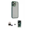 MARSİLYAN™- iPhone 14 Pro Max Kılıf Eksen Doku Prime - Siyah 360 Mat Full Body Arka Koruyucu + Bilvis Titan Kamera Lens - DNMR