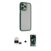 MARSİLYAN™- iPhone 14 Pro Max Kılıf Eksen Doku Prime - Siyah 360 Mat Full Body Arka Koruyucu + Bilvis Titan Kamera Lens - GD