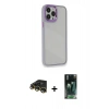 MARSİLYAN™- iPhone 14 Pro Max Kılıf Eksen Doku Prime - Siyah 360 Mat Full Body Arka Koruyucu + Gold Raze Metal Kamera Lens