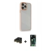 MARSİLYAN™- iPhone 14 Pro Max Kılıf Eksen Doku Prime - Siyah 360 Mat Full Body Arka Koruyucu + Gold Raze Metal Kamera Lens