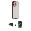 MARSİLYAN™- iPhone 14 Pro Max Kılıf Eksen Doku Prime - Siyah 360 Mat Full Body Arka Koruyucu + Raze Metal Kamera Lens - GS