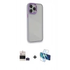 MARSİLYAN™- iPhone 14 Pro Max Kılıf Eksen Doku Prime - Siyah 3D Antistatik Cam Ekran Koruyucu + Bilvis Titan Kamera Lens - DNMR