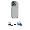 MARSİLYAN™- iPhone 14 Pro Max Kılıf Eksen Doku Prime - Siyah 3D Antistatik Cam Ekran Koruyucu + Bilvis Titan Kamera Lens - SH