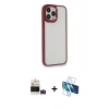 MARSİLYAN™- iPhone 14 Pro Max Kılıf Eksen Doku Prime - Siyah 3D Antistatik Cam Ekran Koruyucu + Derin Mor Bilvis Titan Kamera Lens