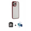 MARSİLYAN™- iPhone 14 Pro Max Kılıf Eksen Doku Prime - Siyah 3D Antistatik Cam Ekran Koruyucu + PVD Metal Kamera Lens - TU