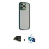 MARSİLYAN™- iPhone 14 Pro Max Kılıf Eksen Doku Prime - Siyah 3D Antistatik Cam Ekran Koruyucu + Raze Metal Kamera Lens - GD