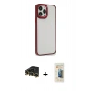 MARSİLYAN™- iPhone 14 Pro Max Kılıf Eksen Doku Prime - Siyah 6D Mat Seramik Hayalet Nano Ekran Koruyucu + Raze Metal Kamera Lens - GD