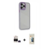 MARSİLYAN™- iPhone 14 Pro Max Kılıf Eksen Doku Prime - Siyah 6D Mat Seramik Hayalet Nano Ekran Koruyucu + Bilvis Titan Kamera Lens - DNMR