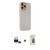 MARSİLYAN™- iPhone 14 Pro Max Kılıf Eksen Doku Prime - Siyah 6D Mat Seramik Hayalet Nano Ekran Koruyucu + Bilvis Titan Kamera Lens - DNMR
