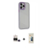MARSİLYAN™- iPhone 14 Pro Max Kılıf Eksen Doku Prime - Siyah 6D Mat Seramik Hayalet Nano Ekran Koruyucu + Bilvis Titan Kamera Lens - GS