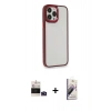 MARSİLYAN™- iPhone 14 Pro Max Kılıf Eksen Doku Prime - Siyah Bilvis 3D Mat Cam Ekran Koruyucu + Derin Mor Bilvis Titan Kamera Lens