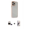 MARSİLYAN™- iPhone 14 Pro Max Kılıf Eksen Doku Prime - Siyah Bilvis 3D Mat Cam Ekran Koruyucu + Derin Mor Bilvis Titan Kamera Lens