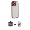MARSİLYAN™- iPhone 14 Pro Max Kılıf Eksen Doku Prime - Siyah Bilvis 3D Mat Cam Ekran Koruyucu + PVD Metal Kamera Lens - TU