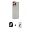 MARSİLYAN™- iPhone 14 Pro Max Kılıf Eksen Doku Prime - Siyah Bilvis 3D Mat Cam Ekran Koruyucu + PVD Metal Kamera Lens - TU