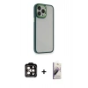 MARSİLYAN™- iPhone 14 Pro Max Kılıf Eksen Doku Prime - Siyah Bilvis 3D Mat Cam Ekran Koruyucu + PVD Metal Kamera Lens - TU