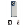 MARSİLYAN™- iPhone 14 Pro Max Kılıf Eksen Doku Prime - Siyah Bilvis 3D Mat Cam Ekran Koruyucu + PVD Metal Kamera Lens - TU