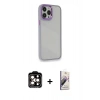 MARSİLYAN™- iPhone 14 Pro Max Kılıf Eksen Doku Prime - Siyah Bilvis 3D Mat Cam Ekran Koruyucu + PVD Metal Kamera Lens - TU