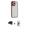MARSİLYAN™- iPhone 14 Pro Max Kılıf Eksen Doku Prime - Siyah Bilvis 3D Mat Cam Ekran Koruyucu + Raze Metal Kamera Lens - GD