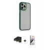 MARSİLYAN™- iPhone 14 Pro Max Kılıf Eksen Doku Prime - Siyah Bilvis 3D Mat Cam Ekran Koruyucu + Raze Metal Kamera Lens - GD