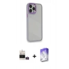 MARSİLYAN™- iPhone 14 Pro Max Kılıf Eksen Doku Prime - Siyah Bilvis 5in1 3D Magic Cam Ekran Koruyucu + Bilvis Titan Kamera Lens - GD